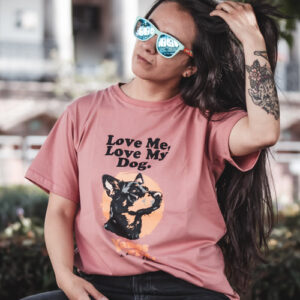 Love me, love my dog Tee, pink